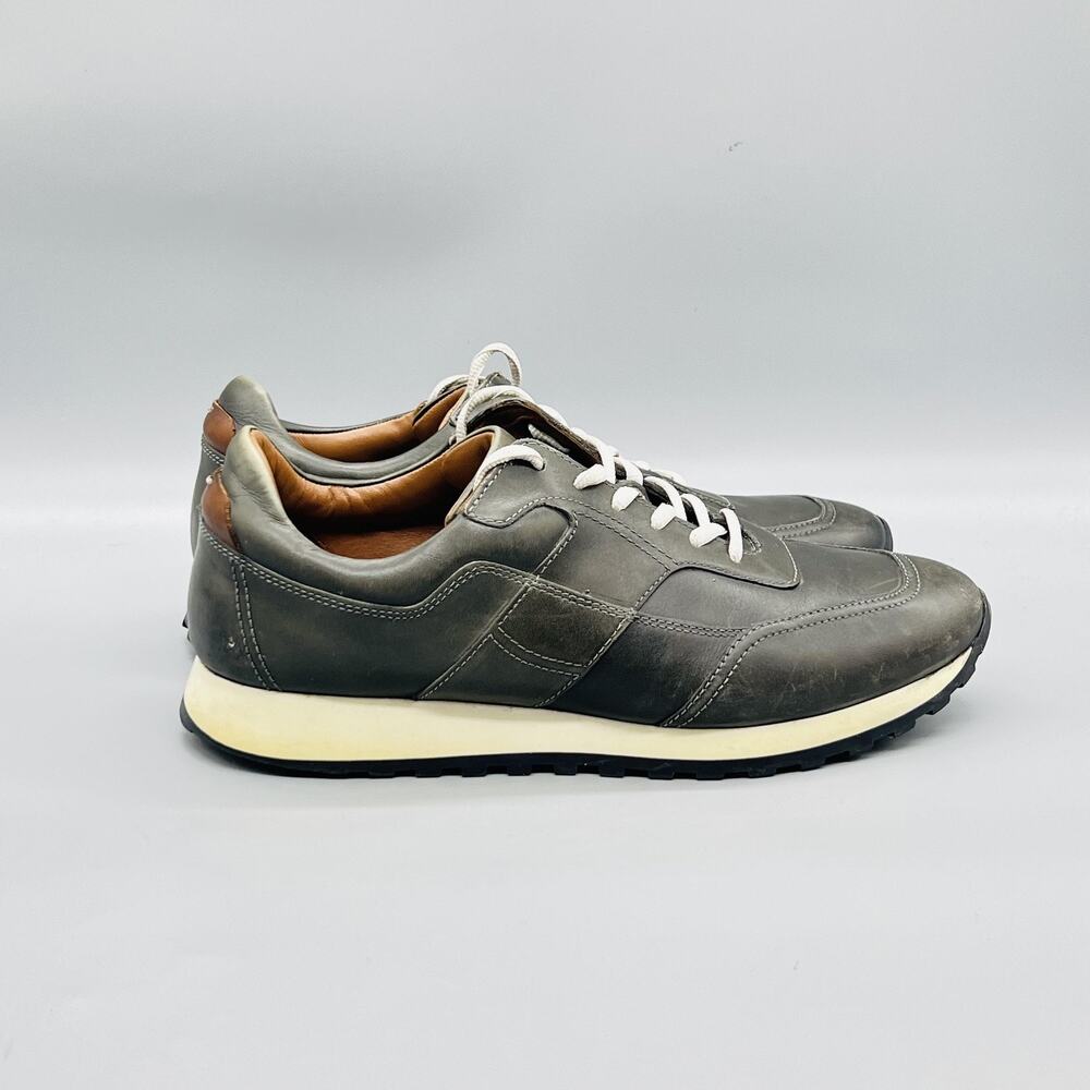 Bacco Bucci Shoes Mens 9 Gray Leather Studio Casual Sneakers Comfort Walking